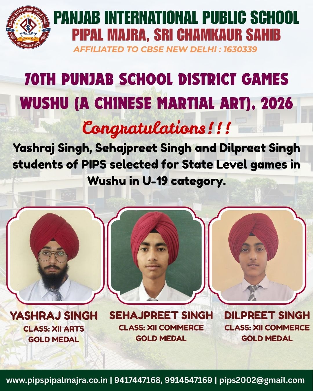 THREE CHAMPIONS, THREE GOLD MEDALS! — PIPS SHINES IN WUSHU